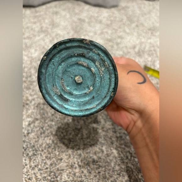 Vintage Tulip Candleholder Single Frosted Glass Flower, Green Metal Stem - Picture 7 of 12